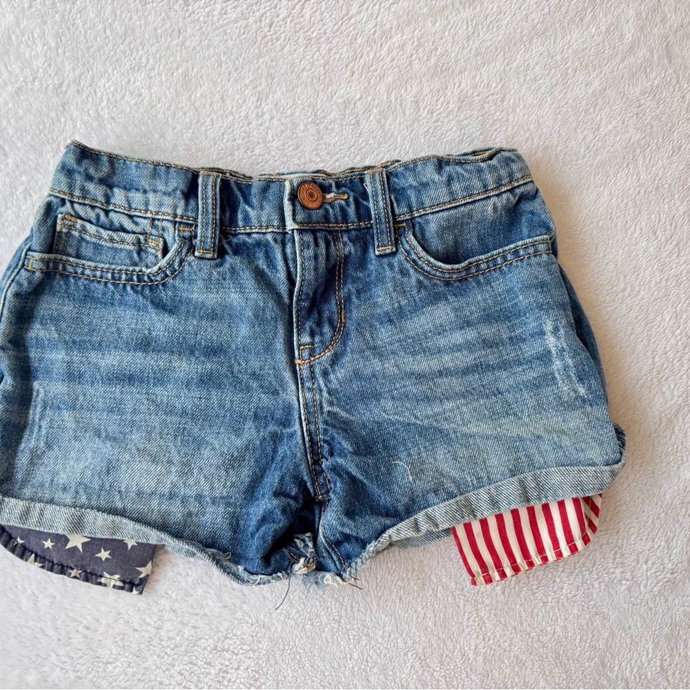Girls size 10 Old Navy Kids Denim Shorts with Star and Stripe Details